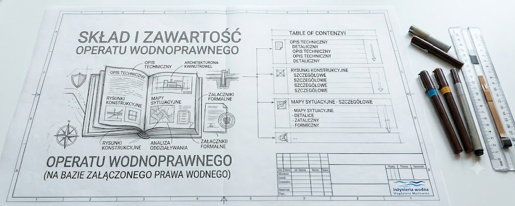 Skład i zawartość operatu wodnoprawnego — schemat części opisowej i graficznej